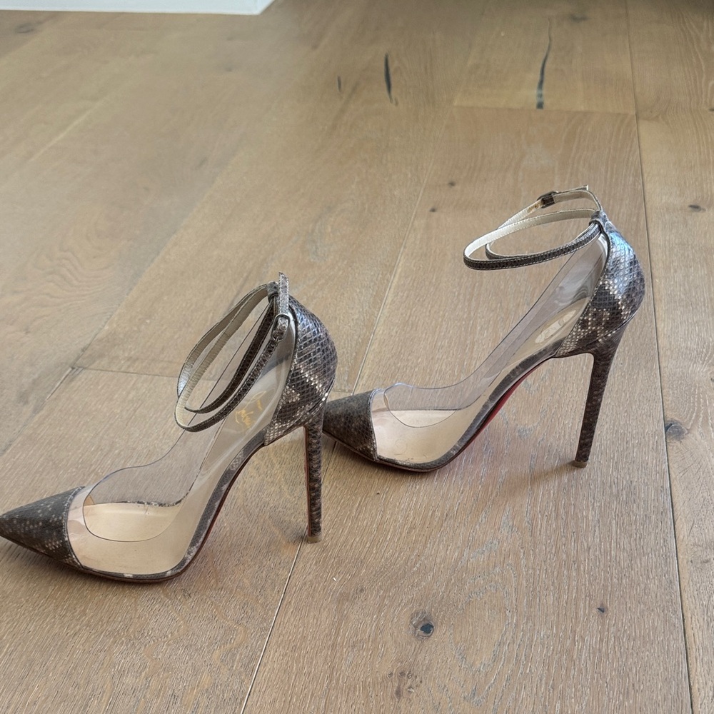 Christian Louboutin Grey/Brown PVC and Python Leather - Picture 4 of 5